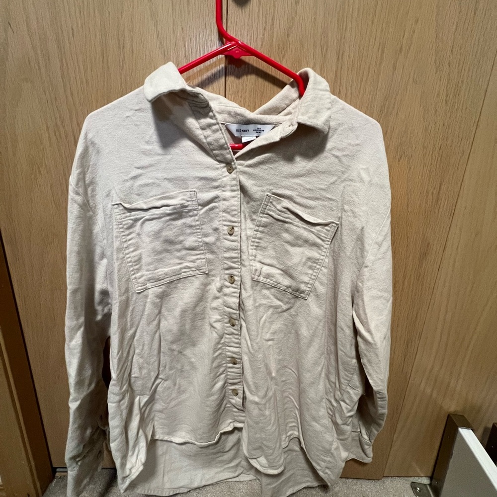 Old Navy Beige Button-Up Shirt